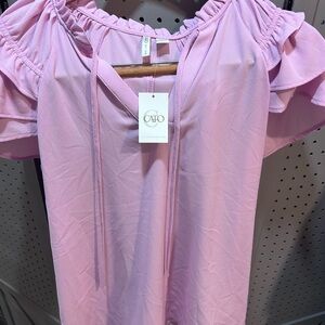 Cato Light Pink Ruffle Sleeve Blouse